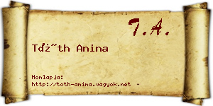 Tóth Anina névjegykártya